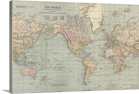 The World Vintage Map Map Artwork Vintage Map Vintage Maps Wall Art