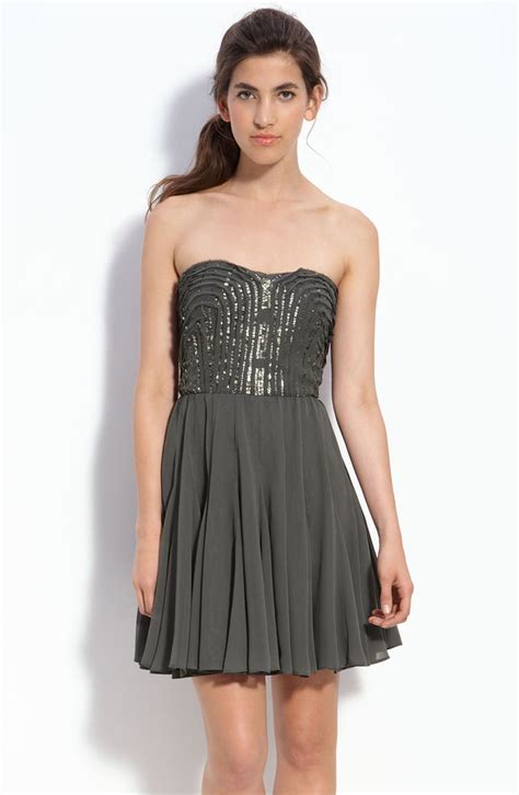 Calvin Klein Strapless Chiffon Dress With Sequin Trim Nordstrom
