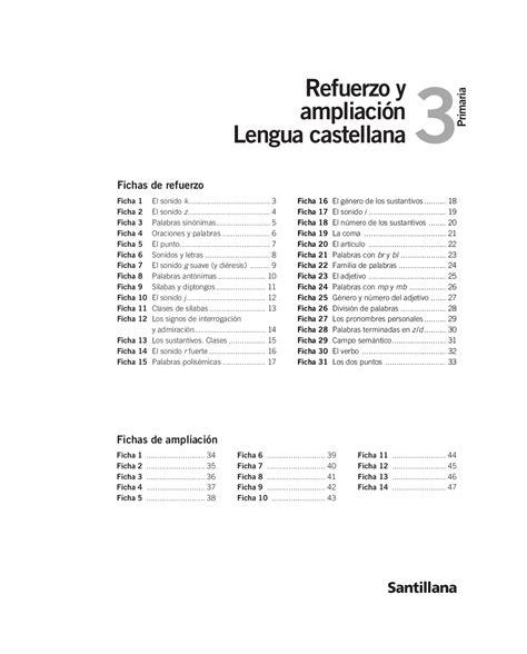 Refuerzo Y Ampliación Lengua Castellana 3 Primaria Docsity