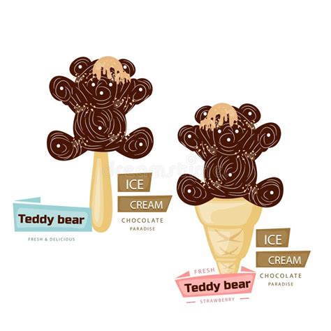 Teddy Bear With Ice Cream Cone Stock Vector Illustration Of Cream Vacation 34476457
