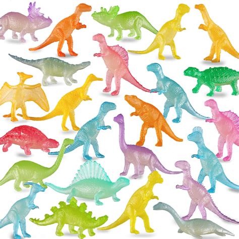 Buy 96 Piece Glow In Dark Mini Dinosaur Toy Set 24 Style Plastic