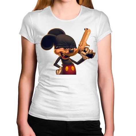 Camiseta Feminina Mickey Malandro Revolver Bandido Elo7