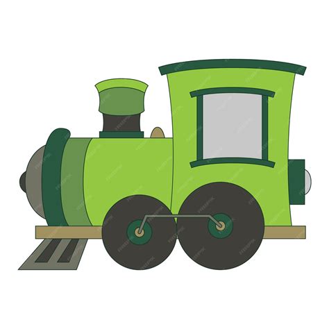 Premium Vector Green Train Vector Cartoon Illustration