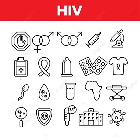 Hiv And Aids Awareness Vector Linear Icons Set Healthcare Stop And Png And Vector With