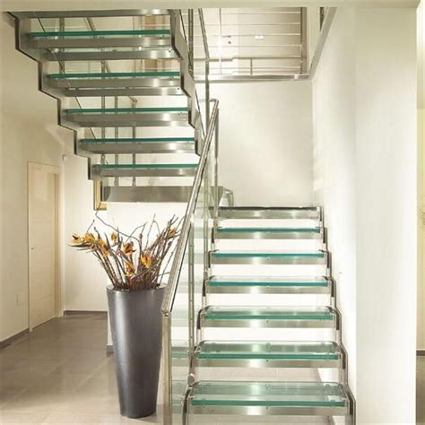 U Shaped Stair Design Prefab Stairs With Glass Tread