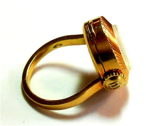 Bucherer Swiss 17 Jewels 18k Yellow Gold Watch Ring Size 6 From