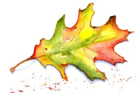 Painting Autumn Oak Leaf Watercolor By Carlin Blahnik