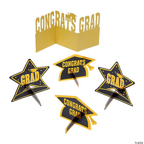 Black And Gold Foil Graduation Centerpiece Kit 5 Pc Oriental Trading