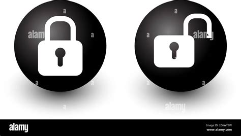 Padlock Locked And Unlocked Lock Vector Web Circle Button Icon Black