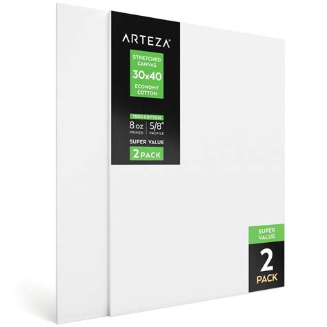 Arteza Stretched Canvas Value Pack 30 X 40 Blank Canvas Boards For