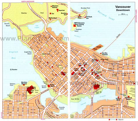 Two Maps Showing The Location Of Vancouver S Downtown And Nearby Areas