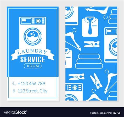 Laundry Service Business Card Template Two Sides Vector Image