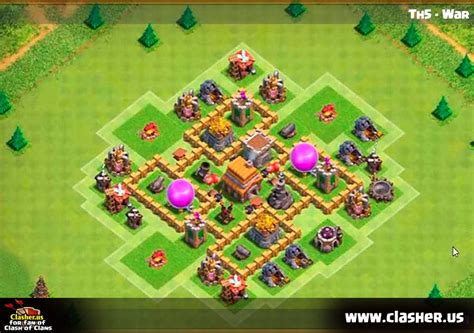 Town Hall 5 War Base Map 9 Clash Of Clans