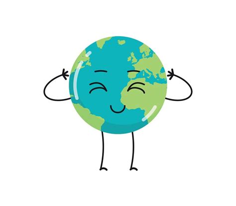 Cute Earth Characters Different Emotions And Cartoon Mascot Globe