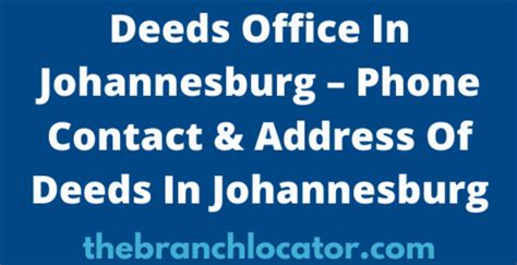 Deeds Office In Johannesburg Phone Contact And Address Of Deeds Jhb