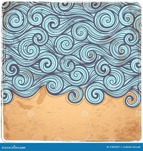 Blue Vintage Waves Illustration Stock Vector Illustration Of Design