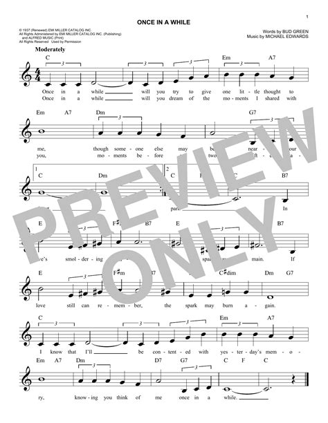 Once In A While Sheet Music Bud Green Easy Lead Sheet Fake Book
