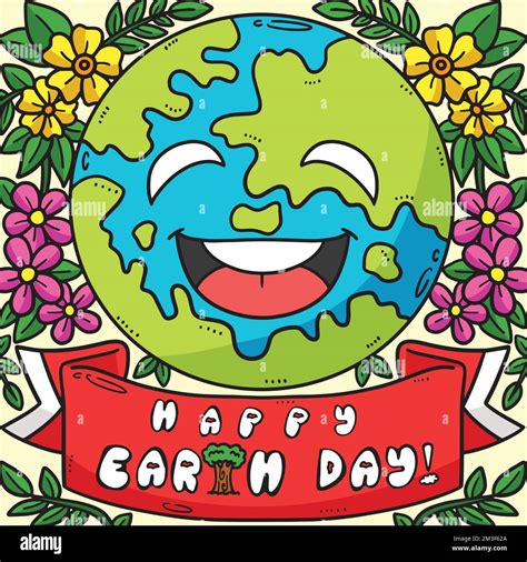 Happy Earth Day Colored Cartoon Illustration Stock Vector Image And Art