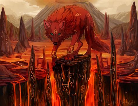 Fire Soul Anime Wolf Canine Art Magical Wolf