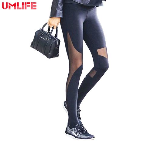 Buy Umlife Fitness Women Step Foot Leggings Jeggings Harajuku Mesh Splice Sexy