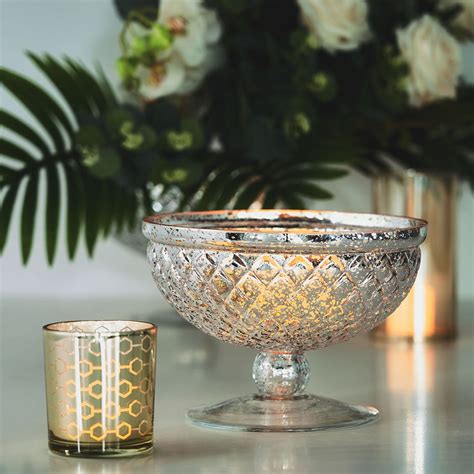 8 Silver Mercury Glass Compote Vase Pedestal Bowl Centerpiece Tableclothsfactory