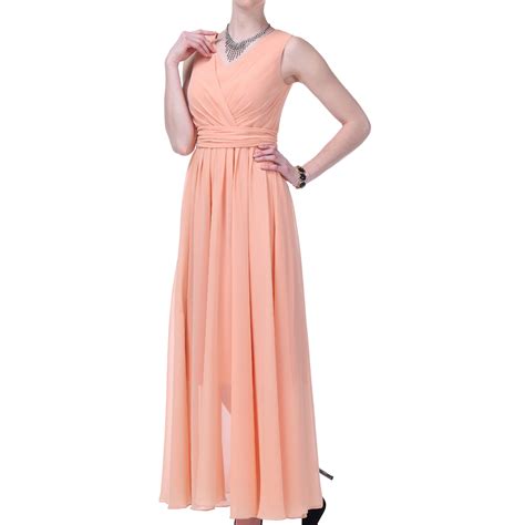 Formal Dress Women Long Evening Gown V-Neck Bridesmaid Wedding Party 2