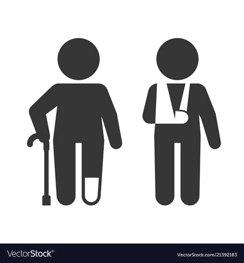 Injured Man With Crutches Icon Set Royalty Free Vector Image
