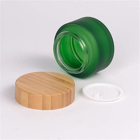 frosted glass jar with bamboo lid 30g 50g 100g 150g 200g frosted glass jar wooden lid