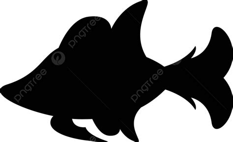 Tropical Fish Silhouette Black And White Isolated Cute Fish Vector