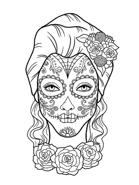 Sugar Skull Adult Colouring Printables Free Adult Coloring Pages Cool