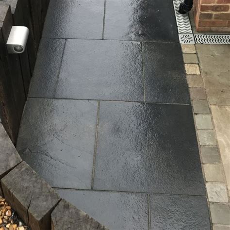 Kadapha Black Limestone Sawn 600 X 600 Mm Patio Paving Slabs By