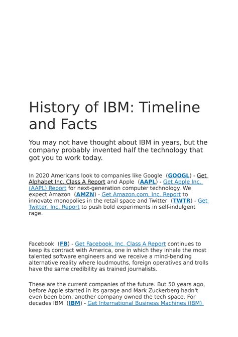 Document Ethics And Csr History Of Ibm Timeline And Facts You May