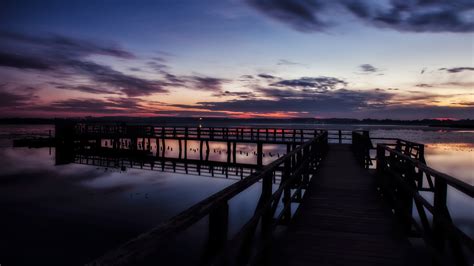 2560x1440 Pier Lake Sunset 1440p Resolution Wallpaper Hd Nature 4k