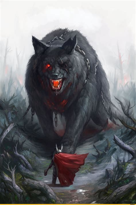 Fenrir Norse Fantasy Wolf Mythology Art