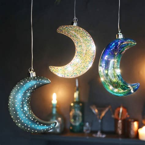 Personalised Hanging Iridescent Glass Led Moon Light By Lisa Angel