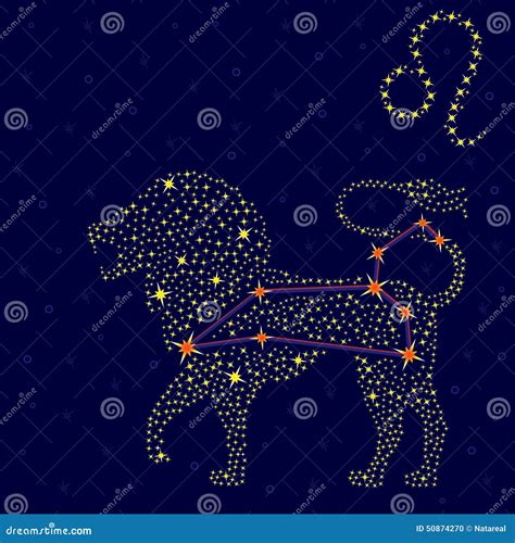 Zodiac Sign Leo Over Starry Sky Stock Illustration Illustration Of