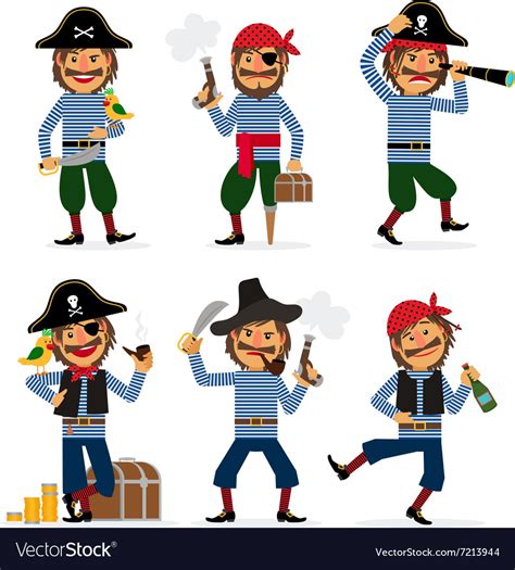 Cartoon Pirate Characters Vector Set Free Vector In E