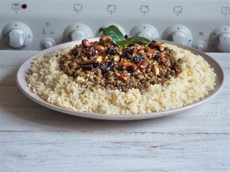 Moroccan Spiced Mince With Couscous Top View Stock Image Image Of