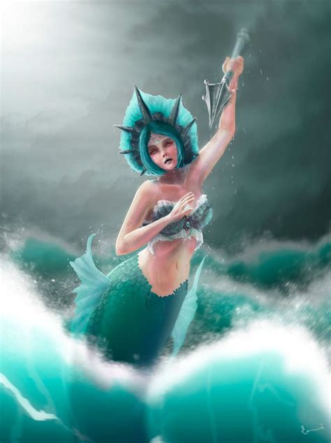 Spear Mermaid Mermaid Illustration Beautiful Mermaids Mermaid