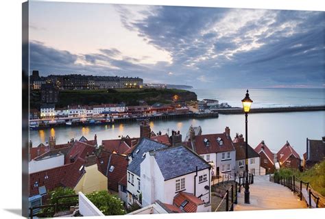 England North Yorkshire Whitby The Harbour And 199 Steps Wall Art