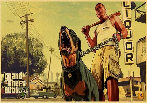 Pc Game Gta5 Grand Theft Auto V Vintage Paper Poster Wall Painting Home