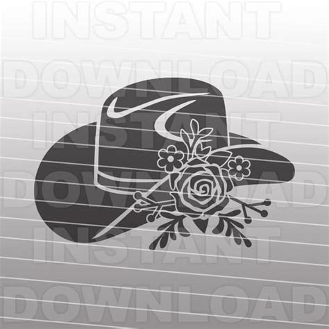 Floral Cowboy Hat SVG File Cowgirl Svg Country Western SVG Vector Art
