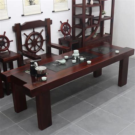 Gy Old Ship Wood Table Chair Set Furniture Solid Wood Kung Fu Tea Table