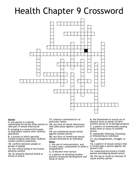 Chapter 9 Vocab Crossword Wordmint