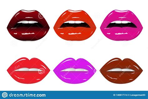 bright glamorous glossy lips different colors vector illustration 134780839