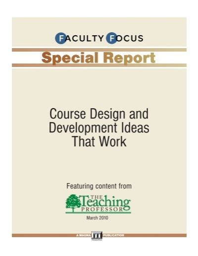 Course Design And Development Ideas That Work Faculty Focus