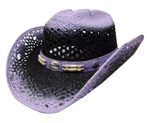 Modestone Womens Straw Cowboy Hat Purple