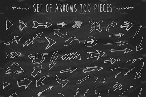 Set Of Arrows On Chalkboard Decorative Illustrations ~ Creative Market