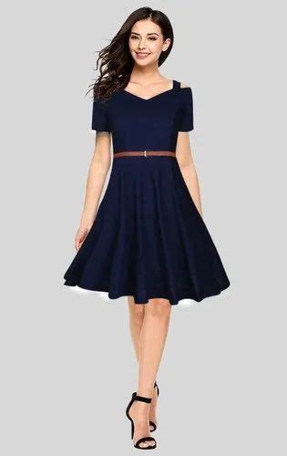 Blue Plain Short Dresses For Ladies Size S Xl At Rs 325piece In