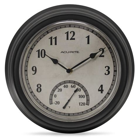 Shop Acurite Indooroutdoor Black Traditional Thermometer With Clock At